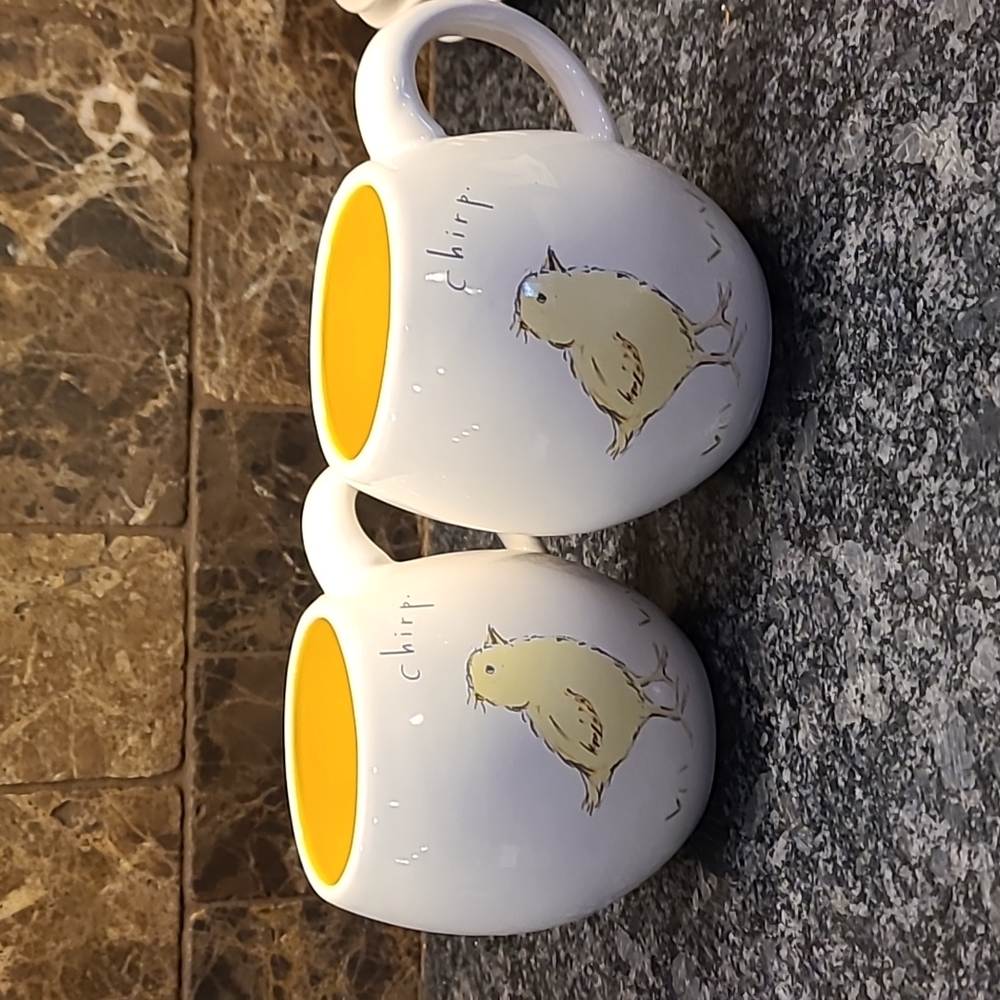 Rae Dunn Spring Chirp mugs, set of 2 - Picture 1 of 8